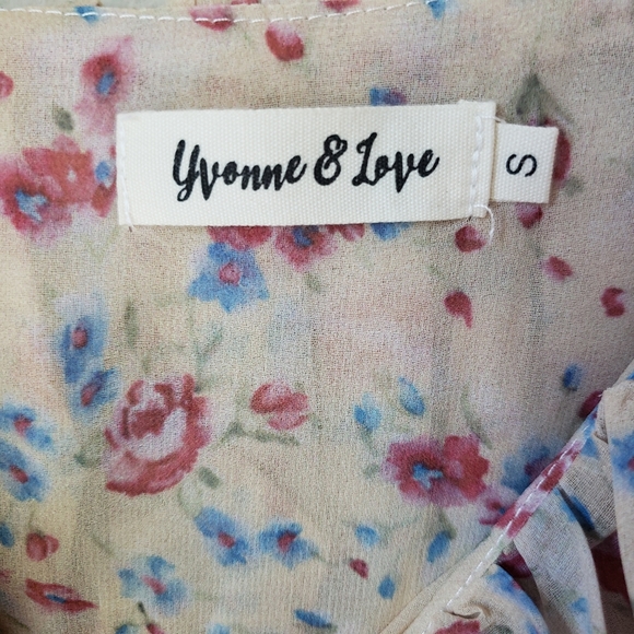 Floral Chiffon Multi-Color Square Neck Puff Sleeve Maxi Dress - Picture 9 of 16